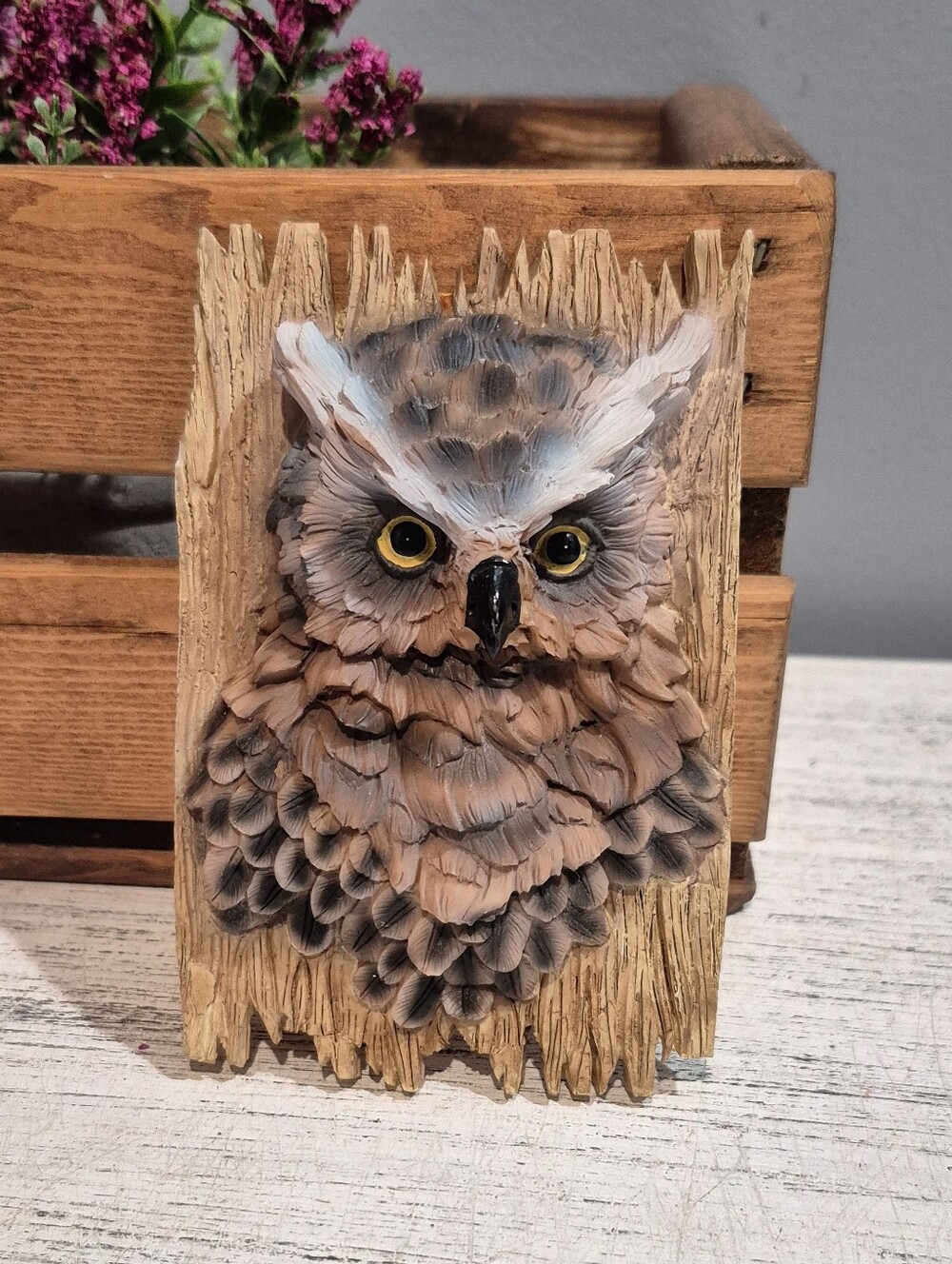 VTG DBE Montreal Faux Wood Owl Wall Plaque 3D